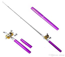 1pc Mini Portable Aluminium Alloy Pocket Pen Shape Fish Fishing Rod Pole With Reel 6 Colours Fishing Tackle 25080276654003