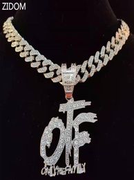 Pendant Necklaces Men Women Hip Hop ONLY THE FAMILY Letters Necklace With 13mm Miami Cuban Chain Iced Out Bling HipHop Jewelry1625581