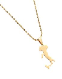 Chains Stainless Steel Country Italia Italy Map Pendants Necklaces For Women Men Girls Gold Colour Jewellery ic Souvenirs Gifts8753053