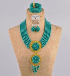 Earrings Necklace Aqua Blue African Jewellery Set Crystal Nigerian Wedding Sets For Women 6CLS016912303