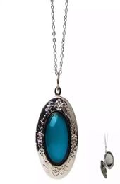 Super quality Large Oval Mood Necklace Colour Changing With Temperature Change Feeling Openable Locket Pendant NecklaceS 60pcslot1306160