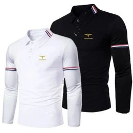 Men's Polos HDDHDHH Fall Men's Long Sleeve Lapel Polo Shirt 231212