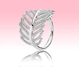 100% 925 Sterling Silver RING Women Grils summer Jewellery for Light Feather ring with Original retail box9362394