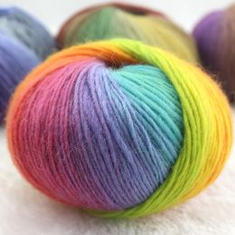 rainbow wool yarn dyed with Icelandic wool yarn, hand woven DIY scarf, hat shawl, rainbow medium coarse wool yarn ball 5 sets/piece