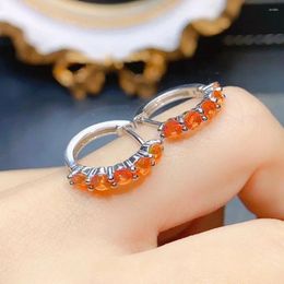 Hoop Earrings 925 Silver Birthstone Orange Fire Opal Hoops Sterling Natural For Women Gift
