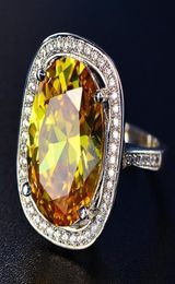 Women039s Fashion Ring Retro Luxury Princess Cut Natural Topaz Diamond Ring 1006CT Yellow Topaz 925 sterling silver Engagement3711378