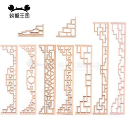 Doll House Accessories 4pcs Carved Wood Decals Frame Door Hanging Kits Corner Applique Chinese Dollhouse Furniture Wooden Craft Doll House Accessories 231212