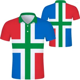 Men's Polos Netherlands Groningen Flag Free Custom Name Number 3D Printed Po Text Logo Polo Shirt