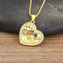 Chains AIBEF Elegant Luxury Colourful Rhinestone Heart Shape Pendant Women Necklace Copper CZ Aesthetic Jewellery Romantic Engagement Gift