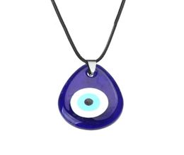 S2022 Fashion Jewellery Glass Evil Eye Pendant Necklace Wax Rope Turkish Blue Eye Necklace2472740