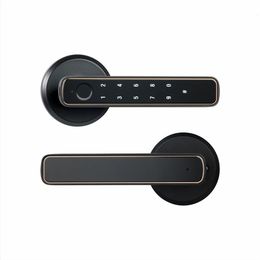 Door Locks Tuya Bluetooth Smart Fingerprint Lock With Password Mechanical Key Unlocking For Wooden Single Handle Smartlife M4 231212