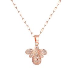 Fashion Cute Bee Zircon Pendants Necklaces For Women 2021 Kpop Rose Gold Jewellery Stainless Steel Chains Bff Whole Pendant8721932