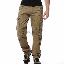 Men's Pants 2023 New Men Cargo Pants Mens Loose Army Tactical Pants Multi-pocket Trousers Pantalon Homme Big Size 46 Male Military OverallsL2402
