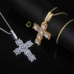 New Fashion Necklace Bracelet Ring Tiffanylit Pendant Necklaces Hip-hop Style Cross Handcrafted with Zircon Full Diamond Punk Men's and Women's Jewelry Uvnf