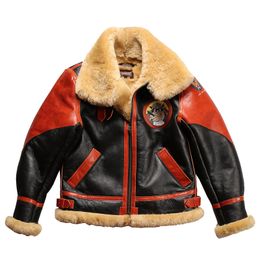 Oil waxed cowhide with leather and fur in one parkas The vicious dog B3 Bomber Jacket