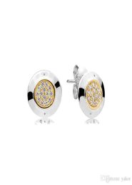 Classic design Round Disc 14K Gold plated Stud EARRING set Original box for 925 Silver CZ Diamond Earrings for Women5599924