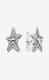 Authentic 925 Sterling Silver Sparkling Starfish Stud Earring Summer Jewelry for Women Girls Gift Earrings with Original box8011434