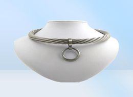 Pendant Necklaces ACE Stainless Steel wirerope Lockable torkue slave Collar Choker Men women chain Necklace bondage restraints set choker 2211038809887