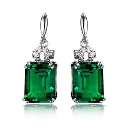 Silver Colour 925 Emerald Jewellery Earrings for Women Peridot Mystic Jade Bizuteria Gemstone Garnet Emerald Drop Earrings Female11338840