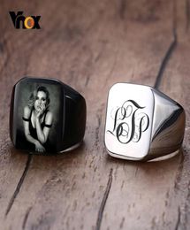 Vnox Personalized Mens Signet Rings Chunky Stainless Steel Boy Stamp Band Customize Engrave Male Jewelry Fraternal Rings BF Gift7748205
