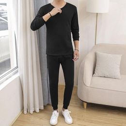 Men's Thermal Underwear Men Winter Set Warm Ultra-Soft V Neck Long Johns Top Thick Bottom Trousers Solid Sleepwear Casual Homewear