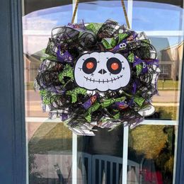 Decorative Flowers Room Halloween Decor Wreath Spooky Ghost Pumpkin Face Haunted House For Door