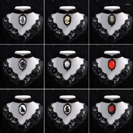 Pendant Necklaces NCEE Fashion Gothic Woman Man Collar Velvet Choker Goth Black Rose Flower Vampire Necklace Dark Halloween Gift