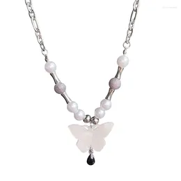 Pendant Necklaces Unique Butterfly Necklace Vintage Charm Choker Beads Neck Jewelry Suitable For Various Dropship