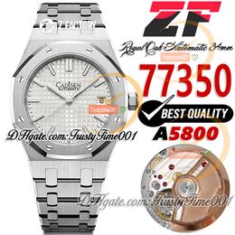 ZF 34mm 77350 A5800 Automatic Ladies Watch 50th Anniversary White Textured Dial Stick Markers Stainless Steel Bracelet Super Edition Womens Watches trustytime001
