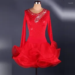 Stage Wear Latin Dance Diamond Dress Competition Adult Female Performance Costume