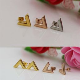 Cute Size Stainless Steel Fashion Studs Silver Rose Gold Earring Women Designers Earings V Letter High Polished Classic Jewellery Wh1942