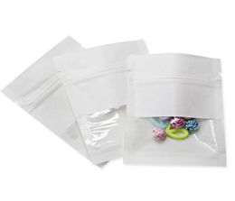 300pcs Lot Kraft Paper Ziplock Package Bag Woth Clear Window Party Mini Crafts Storage Pouches Reclosable Snack Nuts Zipper Bags H2143301