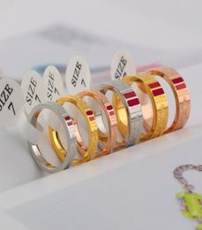 Full Letter Printed Rings With Stamps Women Men Band Ring Couple Tail Rings Titanium Steel Jewelry2324743