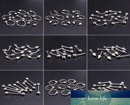 Whole 100pcs Lot Silver Body Piercing Stainless Steel Eyebrow Lip Nose Jewellery Belly Tongue Tragus Labret Bar Rings CJ1911163253884