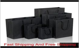 Wrap 10 Size Black Paper Bag With Handle Wedding Birthday Party Gift Christmas Year S7652863