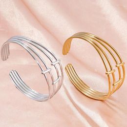 Bangle Stainless Steel Multi-layered Line Cuff For Women Unisex Version Golden Bracelet Fashion Jewelry Accessories Party Gifts