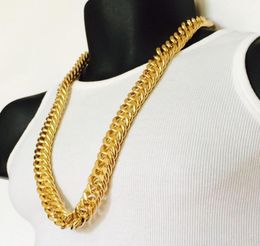 Mens Miami Cuban Link Curb Chain 14k Real Yellow Solid Gold Gf Hip Hop 11mm Thick Chain Jayz sqcdnUy whole20195370133