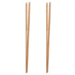 Kitchen Storage 2 Pairs Long Wood Chopsticks Tableware Camping Cutlery For Cooking Aldult Wooden