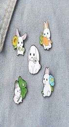 Korean Cartoon Rabbit Dog Brooches Alloy Paint Animal Hug Flower Carrot Badge Jewellery Accessories Unisex Cowboy Backpack Clothes L4848675