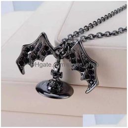 Pendant Necklaces Designer Necklace Black Bat Wing Demon Punk Fashion Drop Delivery Jewelry Pendants Dhjiw8284271