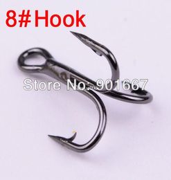 500pcLot New Black Colour Fishing Equipment 8 Fishing Hook High Carbon Steel Treble Hooks Fishing Tackle 9527689