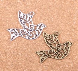 38pcs Antique Silver Plated Bronze Plated hollow peace dove Charms Pendant DIY Necklace Bracelet Bangle Findings 3632mm7498563