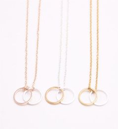 2018 Geometric figure Pendant necklace two hollow out circle plated necklace the gift to women4793762