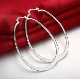 women039s sterling silver plated Flat U earrings Hoop Huggie GSSE001 fashion 925 silver plate earring gift1891611