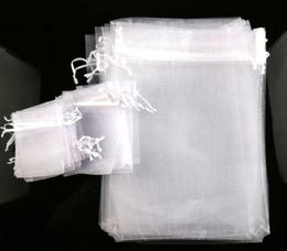 100pcslot Sell 4Sizes White Organza Jewellery Gift Pouch Bags For Wedding favorsbeadsjewelry2079127