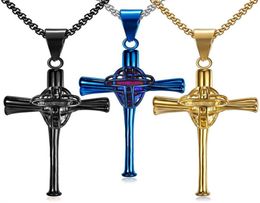 Pendant Necklaces MIQIAO Stainless Steel Titanium Colour Cross Baseball Mask Sports Vintage Collar Chains Necklace For Men Women Je1465136