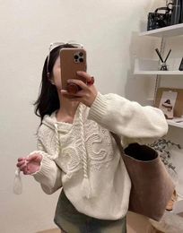 Women's Sweaters Women 2023 Autumn Winter Hooded Sweater Lazy Knitwear Wool Loose Long Sleeve Solid Tops Jumper X567