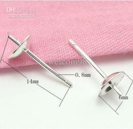 20pcslot 925 Sterling Silver Earring Pins Needles Finding Components For DIY Jewelry Gift Craft 08x6x14mm WP0425214956