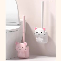 Toilet Brushes Holders Squat Pit Cleaning Household Wallmounted Washing Artefact With Hollow Base Long Handle Home Bathroom Accessories cute 231019