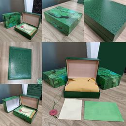 designer mens watches boxes Dark Green Watch Dhgate Box Luxury Gift Woody rolex Case For Watches Yacht watch Booklet Card Tags Watches Boxes mystery boxes submarine